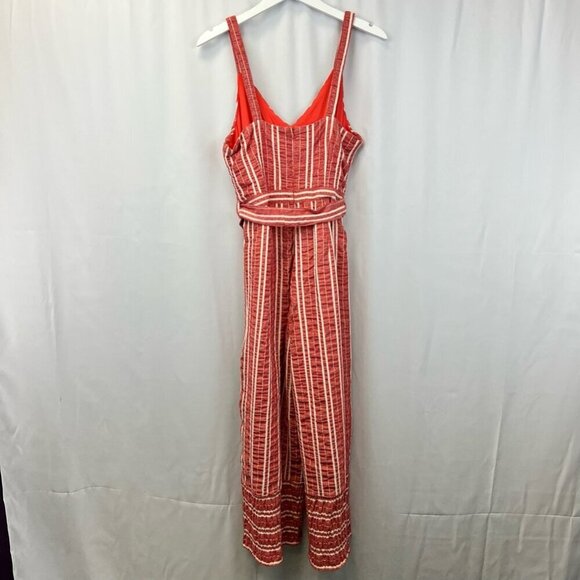 Ettitwa By Anthropologie Womens Jumpsuit Stripe Belted V Neck Sleeveless S - Picture 5 of 12